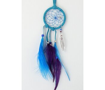 2" Turquoise Magical Dream Catcher detailed with quartz crystal.