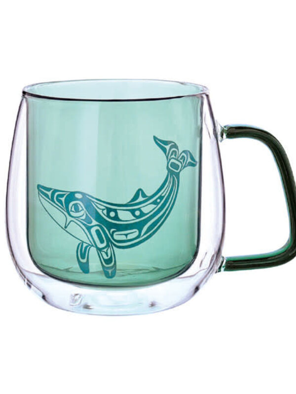 Double Walled Coloured Glass Mug - Humpback Whale by Gordon White