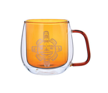 Double Walled Coloured Glass Mug - Chilkat Sun by Nahaan