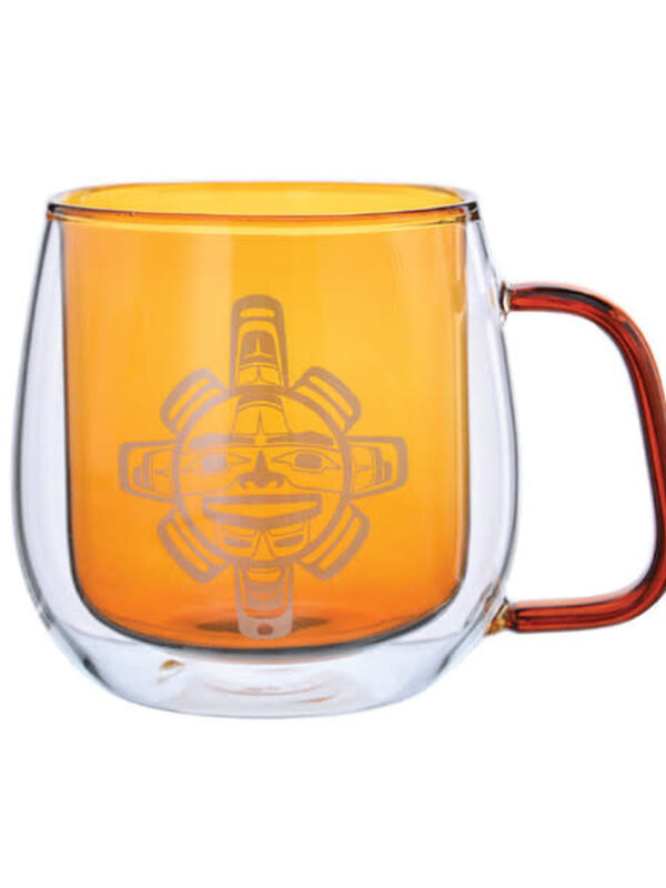 Double Walled Coloured Glass Mug - Chilkat Sun by Nahaan