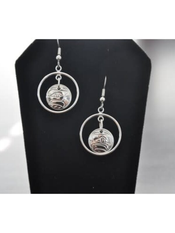 Hand Carved Silver Earrings   Eagle design By Vincent Henson