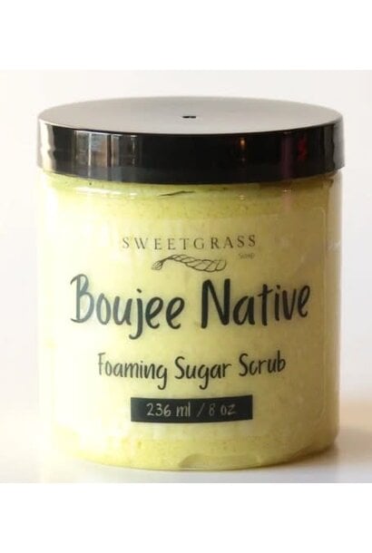8oz Boujee Native Foaming Sugar Scrub by Sweetgrass Soaps