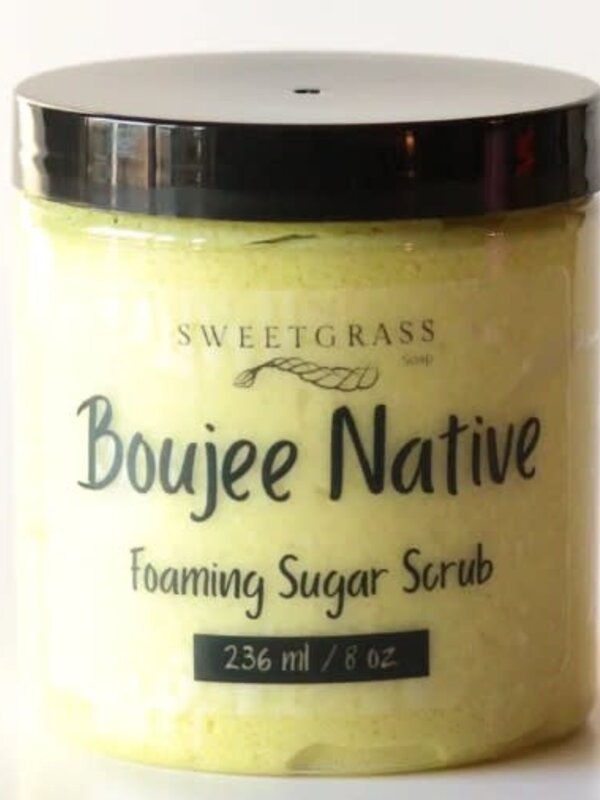 8oz Boujee Native Foaming Sugar Scrub by Sweetgrass Soaps