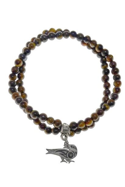 Double Stand bracelet with Pewter Raven  by Roxanne Dick