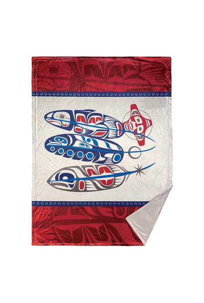 Premium Blanket - Salmon Life Cycle (Feathers) by Paul Windsor
