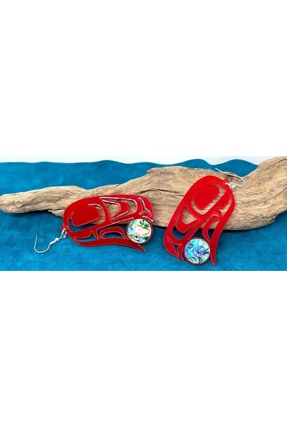 Large Raven Moon earrings Red by Jada Creations