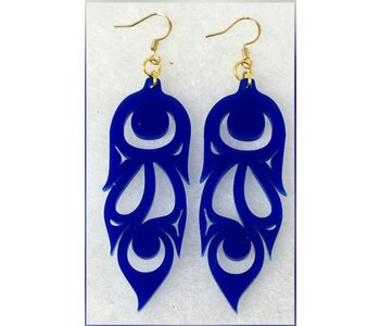 Trade Bead Blue Phoenix Feather Stud Earrings by Jada Creations