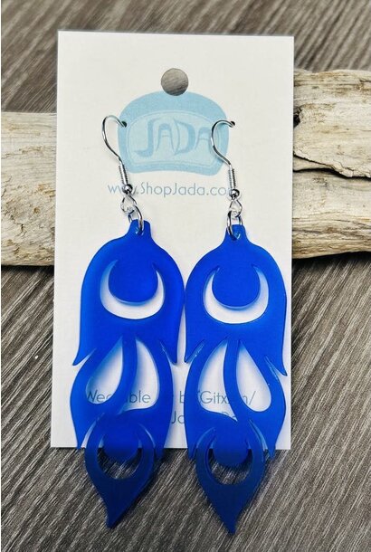 Trade Bead Blue Phoenix Feather Earrings by Jada