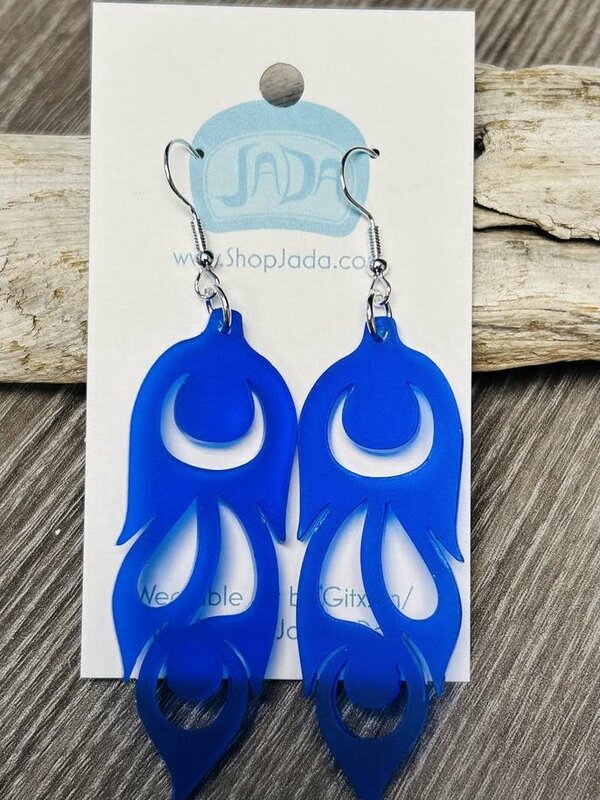 Trade Bead Blue Phoenix Feather Earrings by Jada