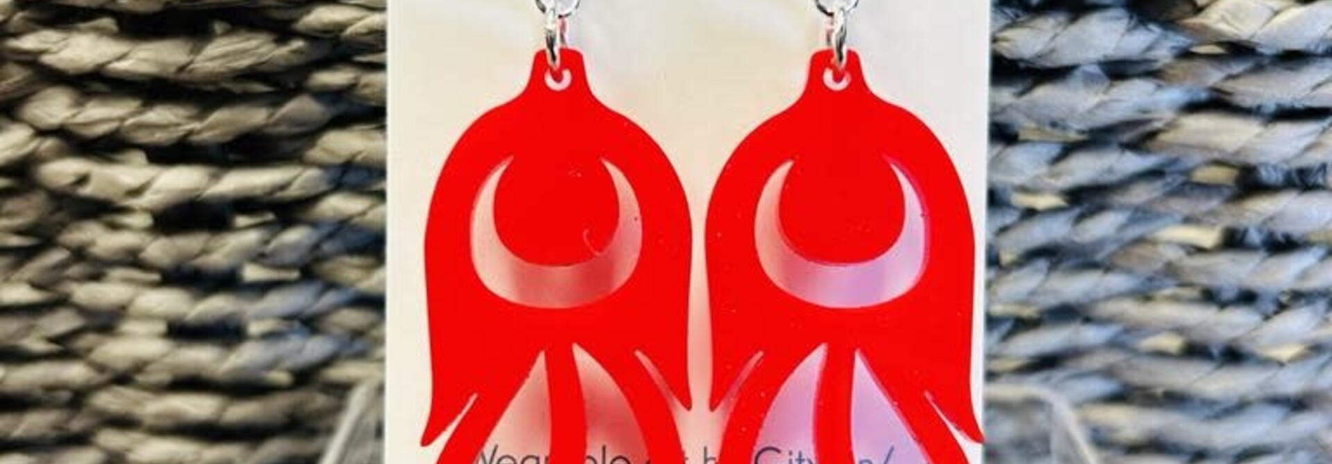 Red Phoenix Feather Earrings by Jada Creations
