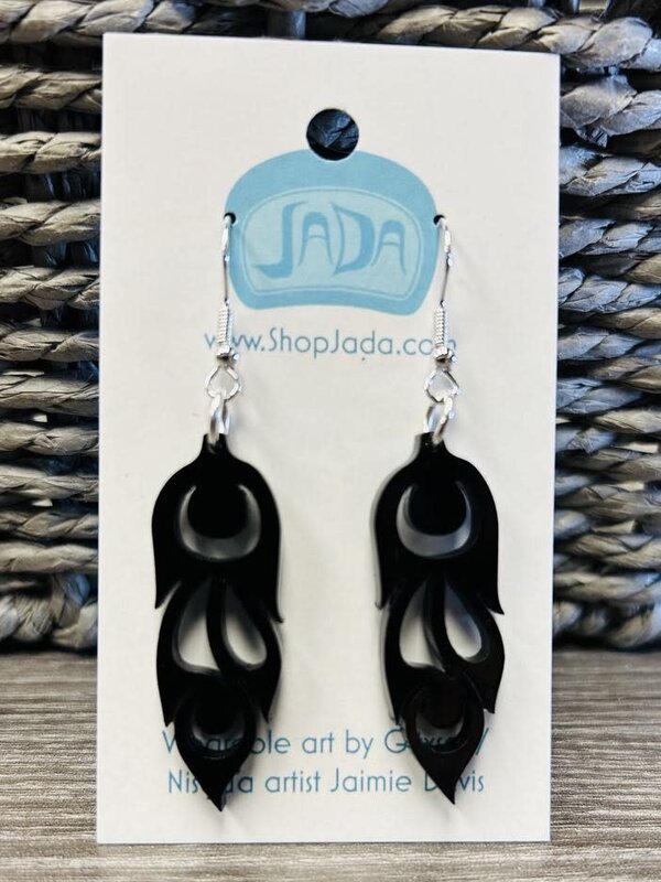 Black Phoenix Feather Earrings by Jada Creations