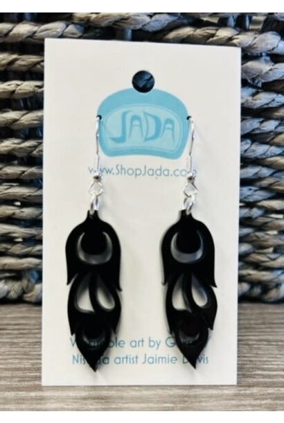 Mini Phoenix Feather earrings Black by Jada Creations