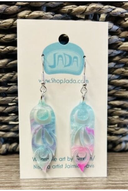 Mini Phoenix Feather earrings Cotton Candy by Jada Creations