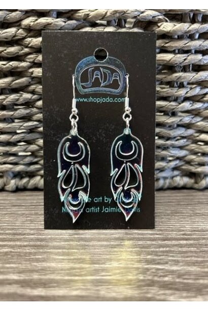 Mini Phoenix Feather earrings Iridescent by Jada  Creations