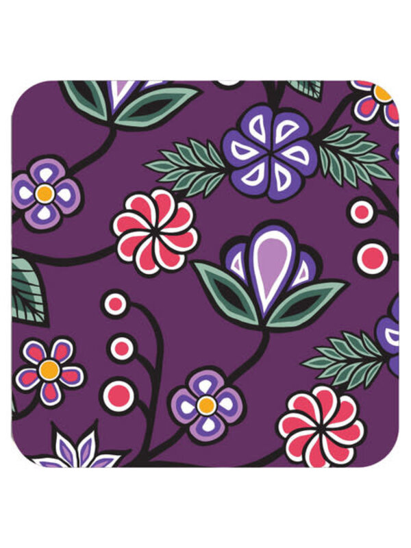 Cork Backed Coaster Ojibway Florals by Storm Angeconeb
