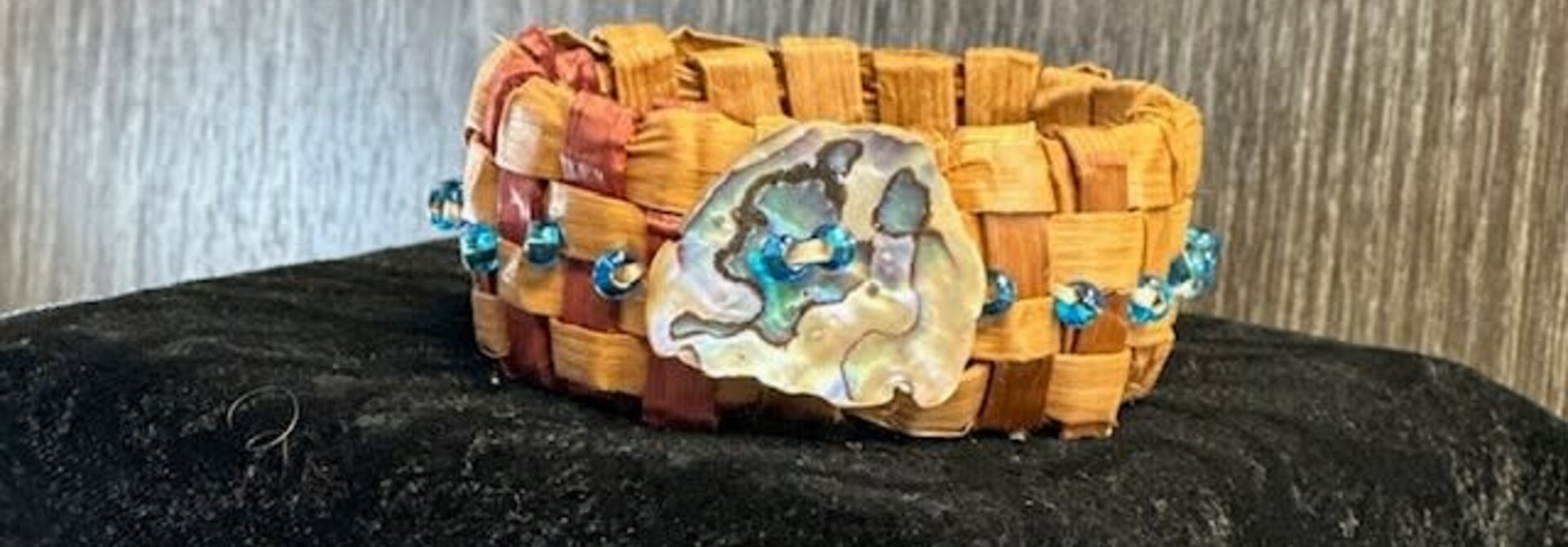 Woven Cedar Bangle with Abalone Youth by Brianna Underhill