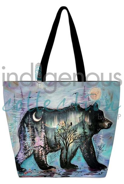 Large Canvas Tote Midnight Bear by Carl Joseph