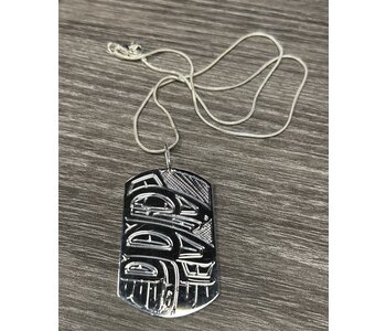 Hand Carved 2" Silver Dog Tag - Eagle by Shirley Stanley