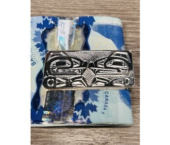 Hand Carved 2" Silver Money Clip - Bear by Shirley Stanley