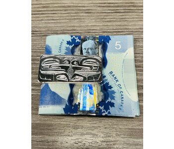 Hand Carved 2" Silver Money Clip - Frog by Shirley Stanley