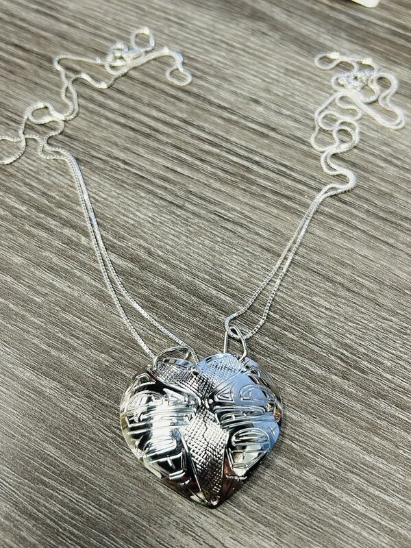 Hand Carved Silver "Friendship" Pendants - Wolf by Shirley Stanley