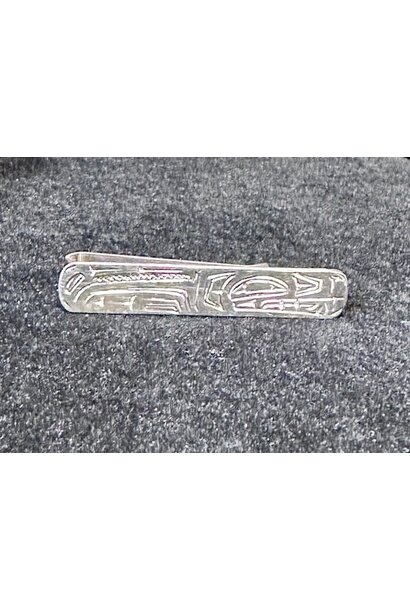 Hand Carved Silver Tie Clip Wolf by Shirley Stanley