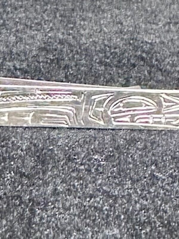 Hand Carved Silver Tie Clip Wolf by Shirley Stanley