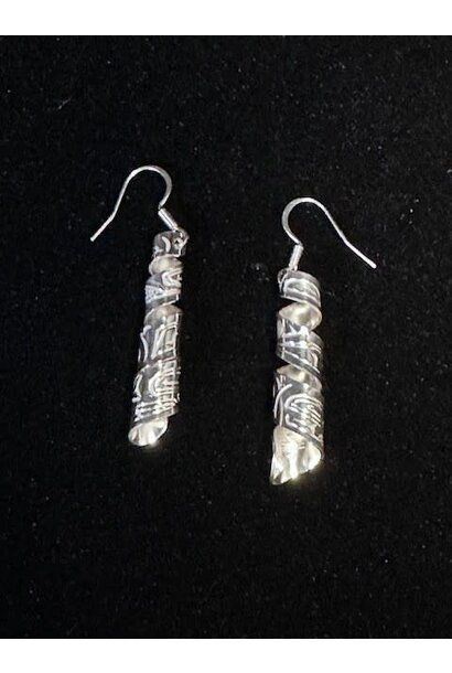 Hand Carved Spiral Earrings Eagle by Shirley Stanley