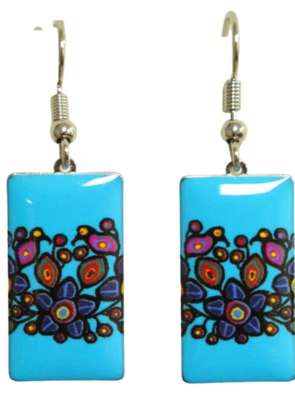 Flowers and Birds Earrings by Norval Morrisseau