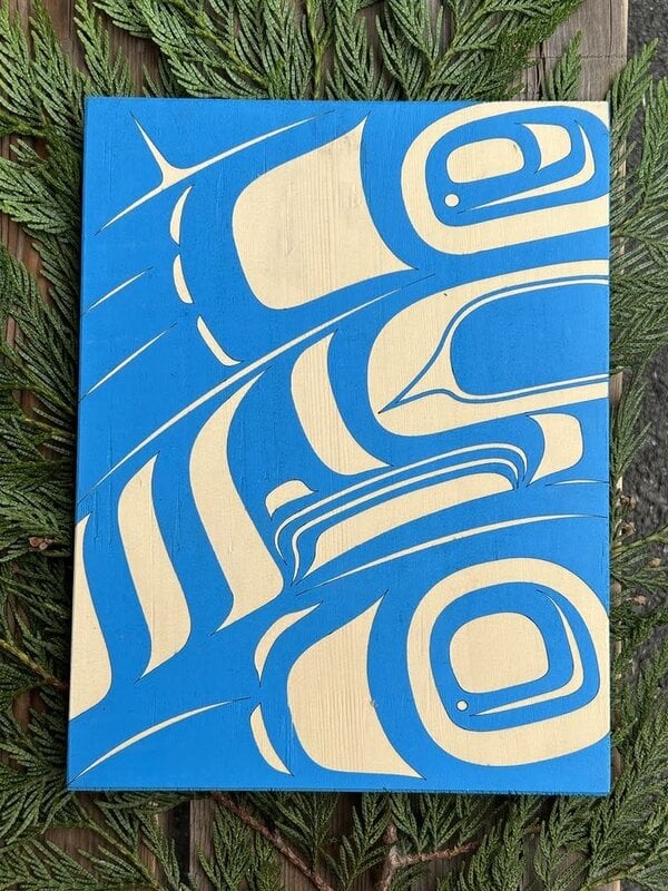 11"x 8.5" lasered Blue Eagle Design in Yellow Cedar by Peter Gong