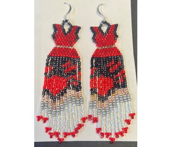 Beaded Red Dress Earrings-Naomi John