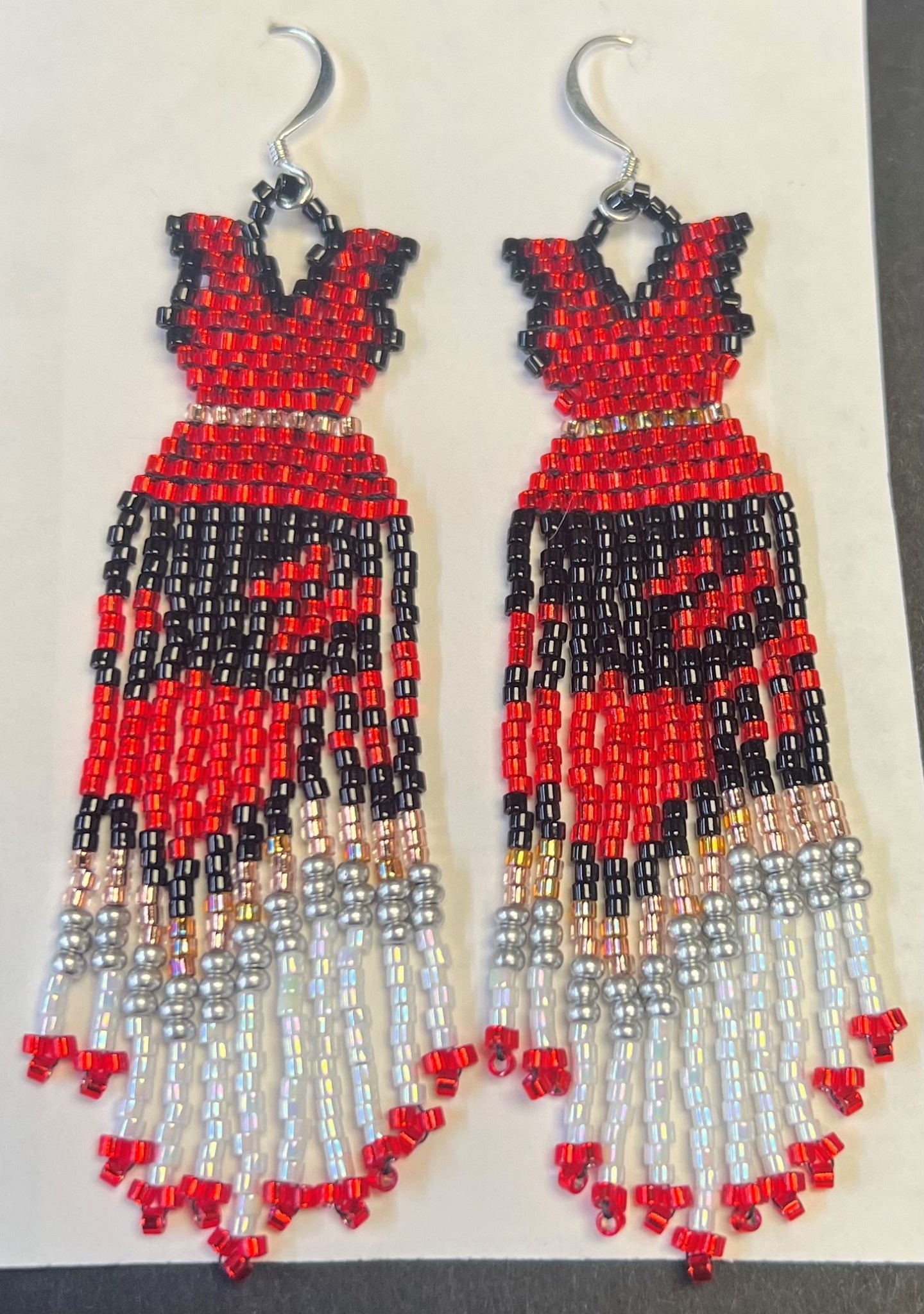 red dress earrings pattern Diy how to make beaded red dress earrings, beading tutorial, seed bead earrings