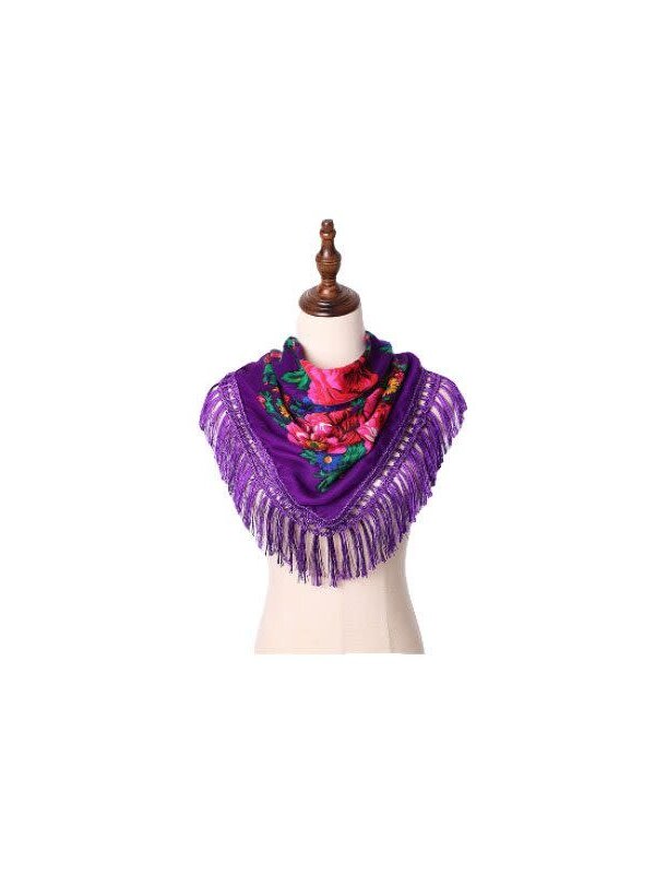 30" x 30" Fringed Metalic Purple Kokum Scarf