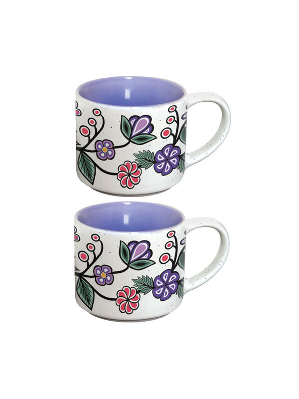 Ceramic Espresso Mugs -Ojibway Florals by Storm Angeconeb