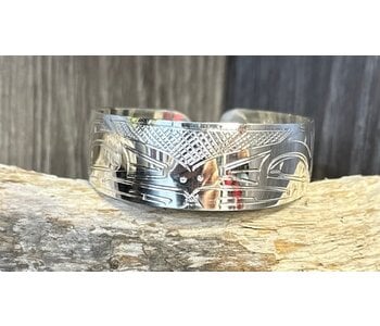 Hand Carved 3/4" Silver Eagle Bracelet by Shirley Stanley