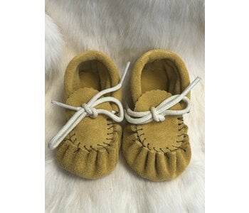 Hand Made Laurentian Chief Baby Moccasin - Tan