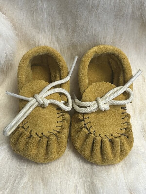 Hand Made Laurentian Chief Baby Moccasin - Tan