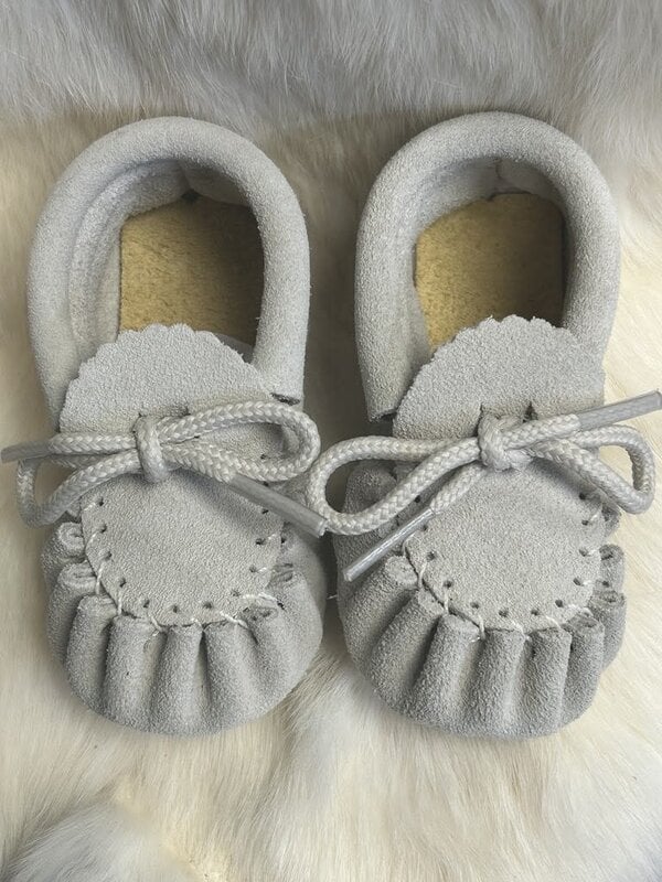 Hand Made Laurentian Chief Baby Moccasin - Ice Suede