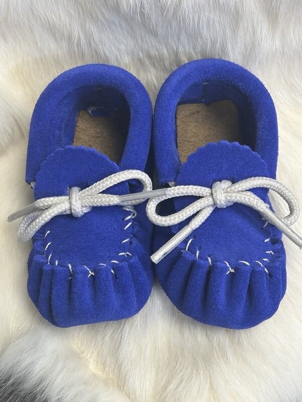 Hand Made Laurentian Chief Baby Moccasin - Royal Blue