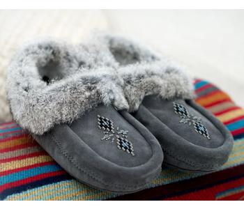 Suede Tipi Moccasin - Charcoal