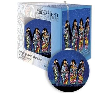 Glass Ornament Bringing Good Medicine by Jackie Traverse