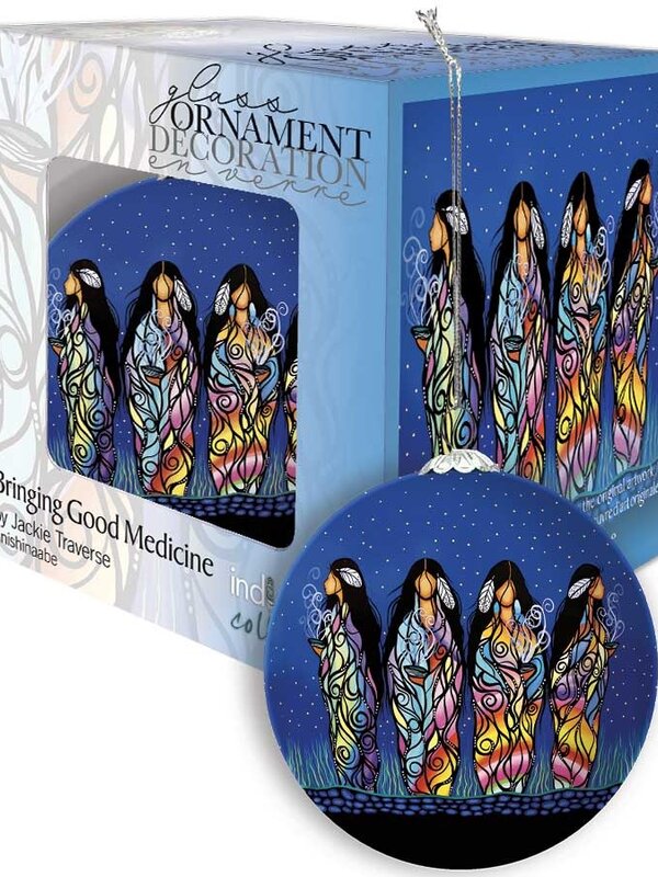 Glass Ornament Bringing Good Medicine by Jackie Traverse