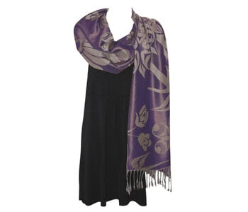Sacred Shawl Blossoms & Hummingbird / Purple by Simone Diamond