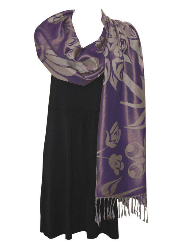 Sacred Shawl Blossoms & Hummingbird / Purple by Simone Diamond