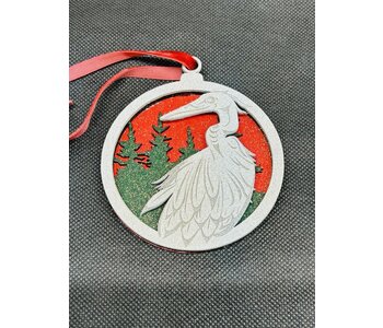 3.5" Wooden Ornament - Heron by Matt Gong