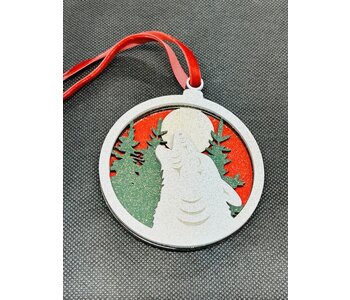 3.5" Wooden ornament - Wolf by Matt Gong