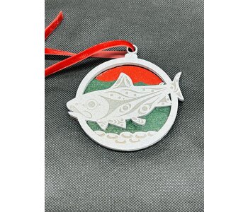 3.5" Wooden Ornament - Salmon by Matt Gong