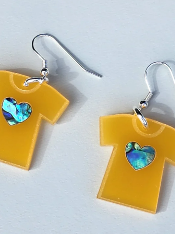 Orange Shirt Earrings by Copper Canoe Woman