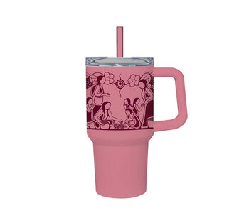 32oz Insulated Tumbler with Straw - Heart Berry Gatherers by Sharifah Marsden