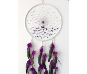 9" Light Gray Energy Flow Dream Catcher with Amethyst